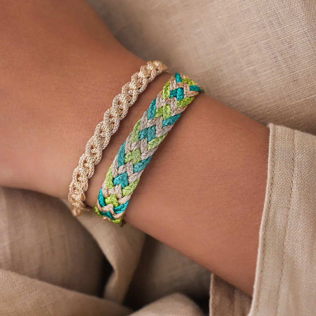 Bracciale Doppio intrecciato in tessuto