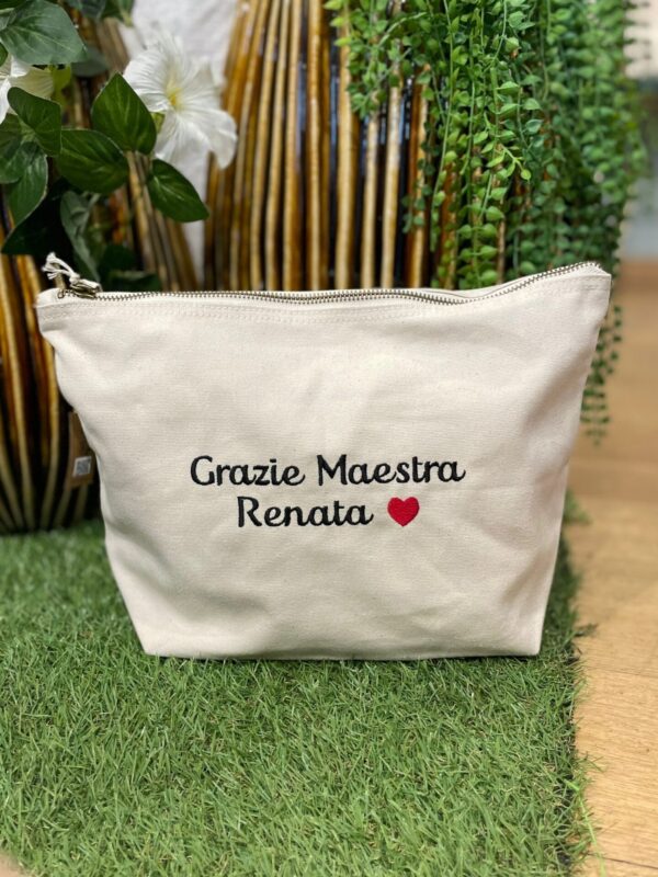 Beauty case grazie maestra con ricamo personalizzato