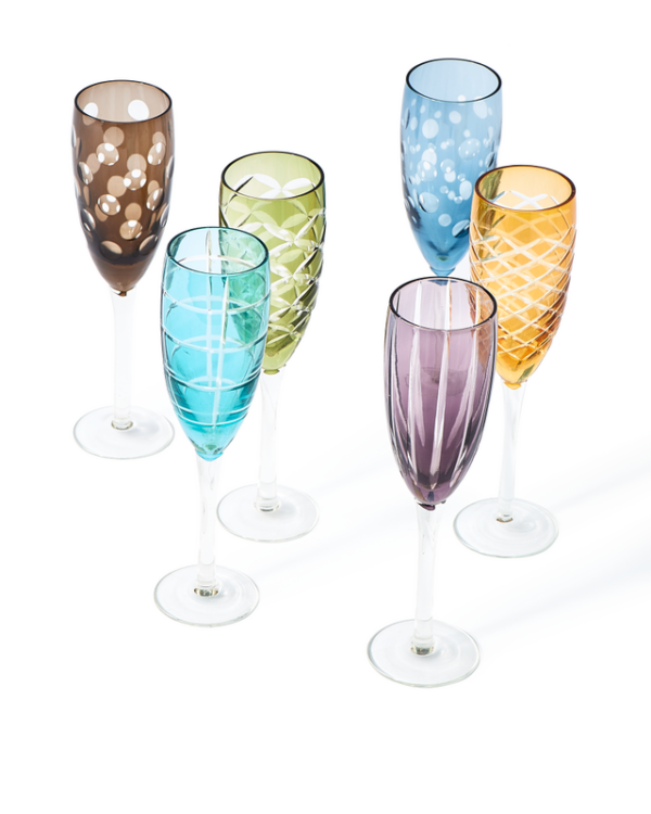 Set di 6 ritagli di champagne multicolore, multicolore, pdp