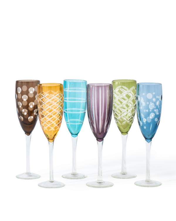 Set di 6 ritagli di champagne multicolore visione frontale