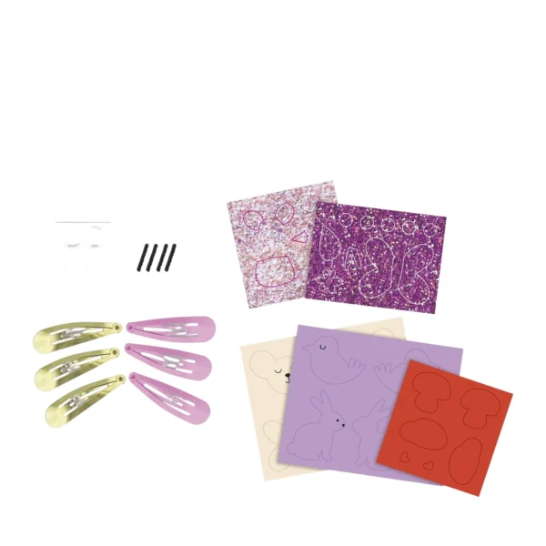 Set di 6 fermagli per capelli glitterati - Giardino fiorito- kit per fare fermagli