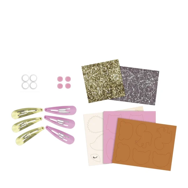Set di 6 fermagli per capelli glitterati - Pretty Forest - materiale