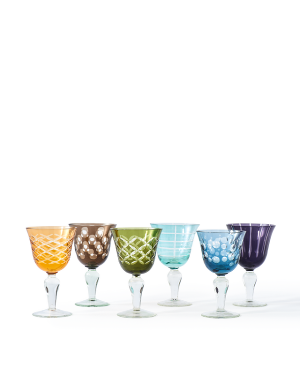 Set di 6 calici da vino multicolore visione frontale