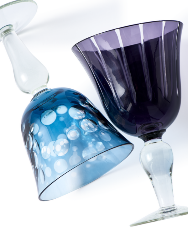 Set di 6 calici da vino multicolore viola e blu