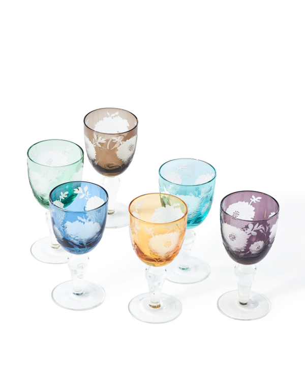 Set di 6 bicchieri da vino peonia multicolore, multicolore, pdp