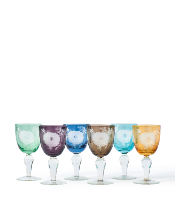 Set di 6 bicchieri da vino peonia multicolore visione frontale