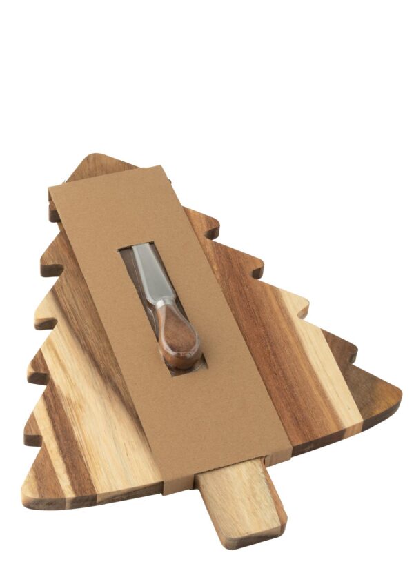Tagliere in Legno a Forma di Albero di Natale con Coltello