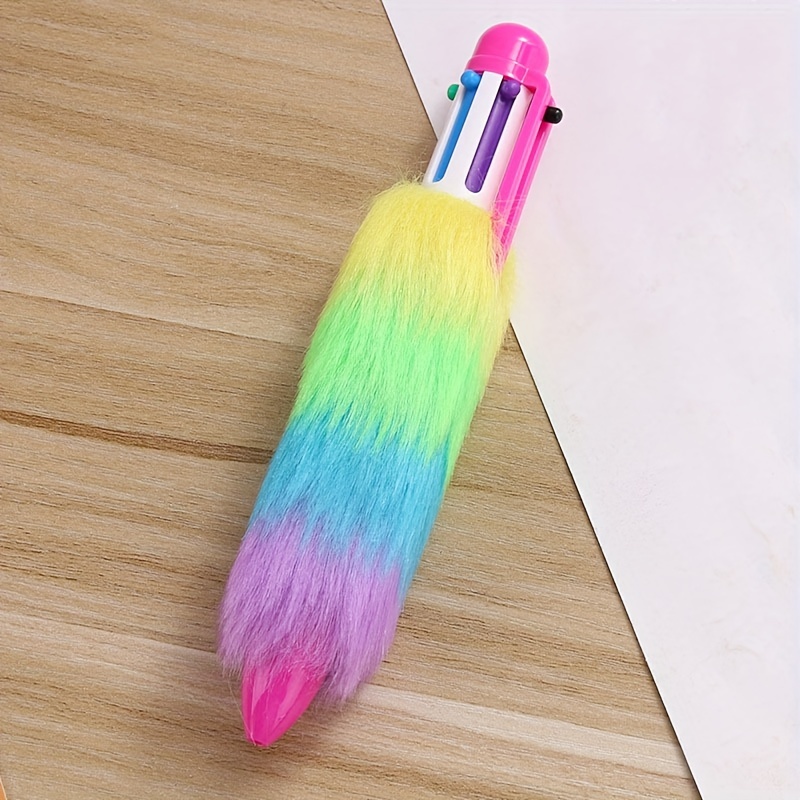 penna plush arcobaleno con 6 cartucce colorate