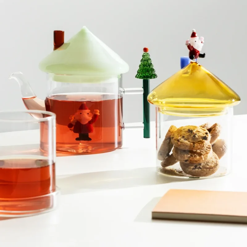 Teiera Babbo Natale in Vetro