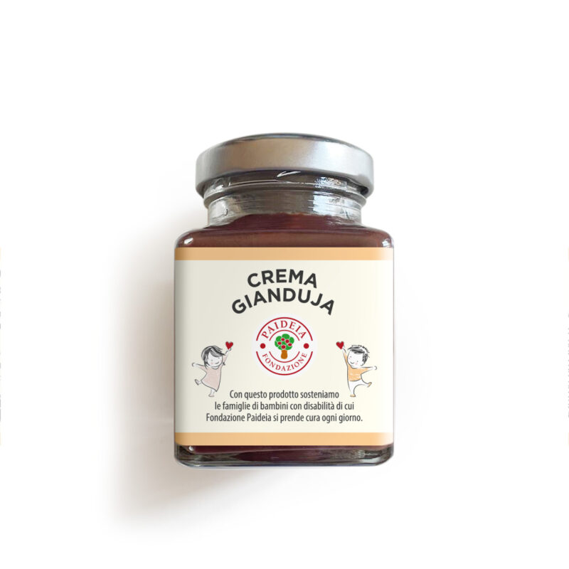 barattolino da 95 grammi di crema spalmabile alla gianduja. Formato Bomboniera