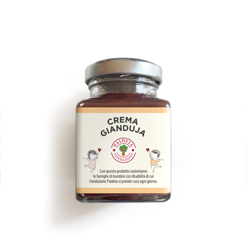 barattolino da 95 grammi di crema spalmabile alla gianduja. Formato Bomboniera