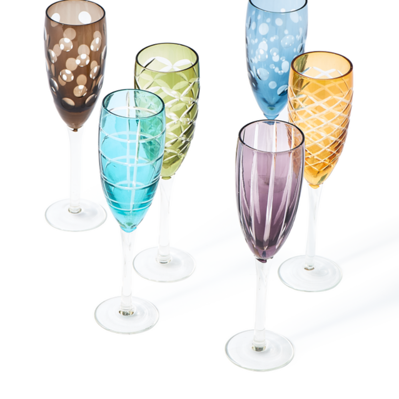 Set di 6 ritagli di champagne multicolore, multicolore, pdp