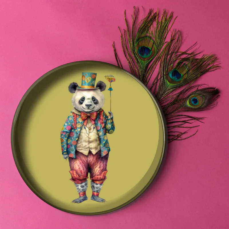 Vassoio in metallo - Panda del circo verde - 30 cm