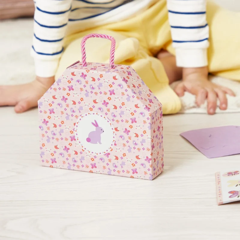 Set di 6 fermagli per capelli glitterati - Giardino fiorito scatola con bambino sulla sfondo