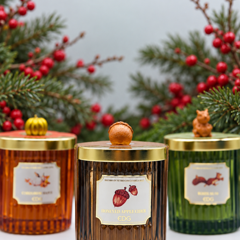 candele coperchio decori autunnali
