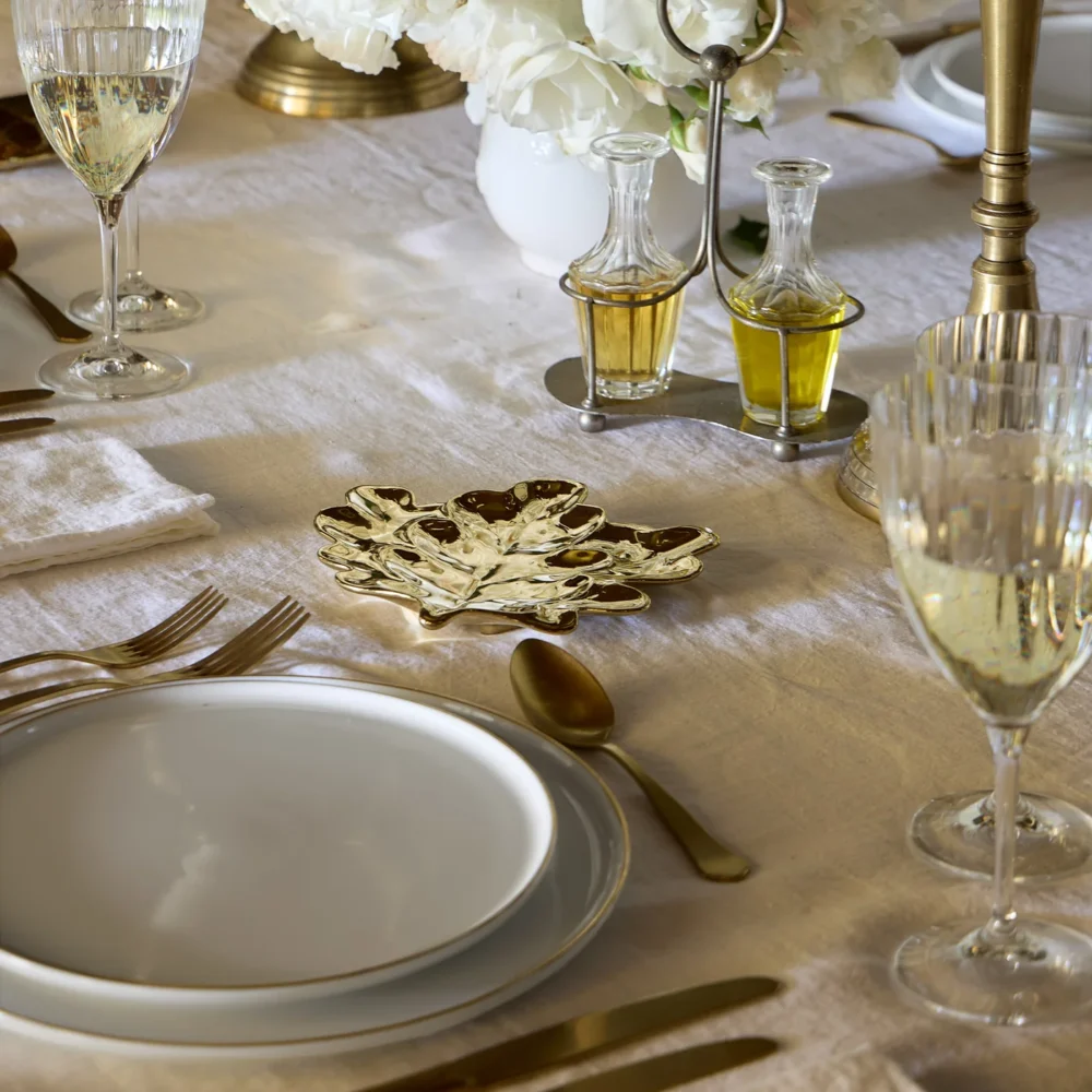 piatto foglia quercia oro