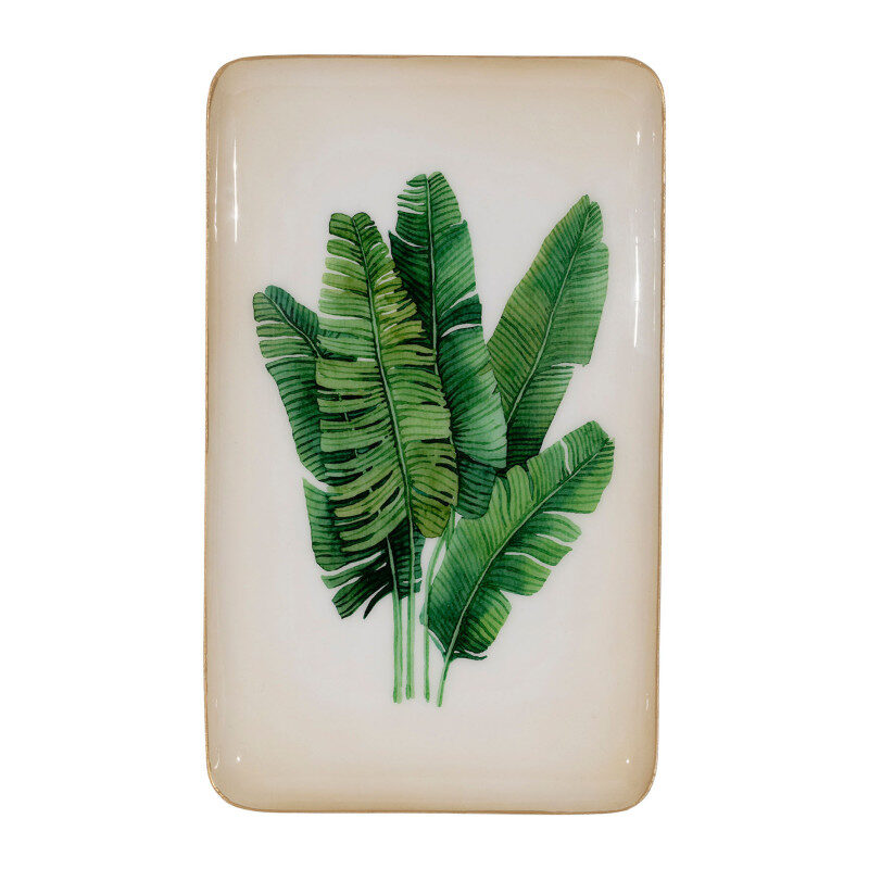 Vassoio verde banana con metallo beige