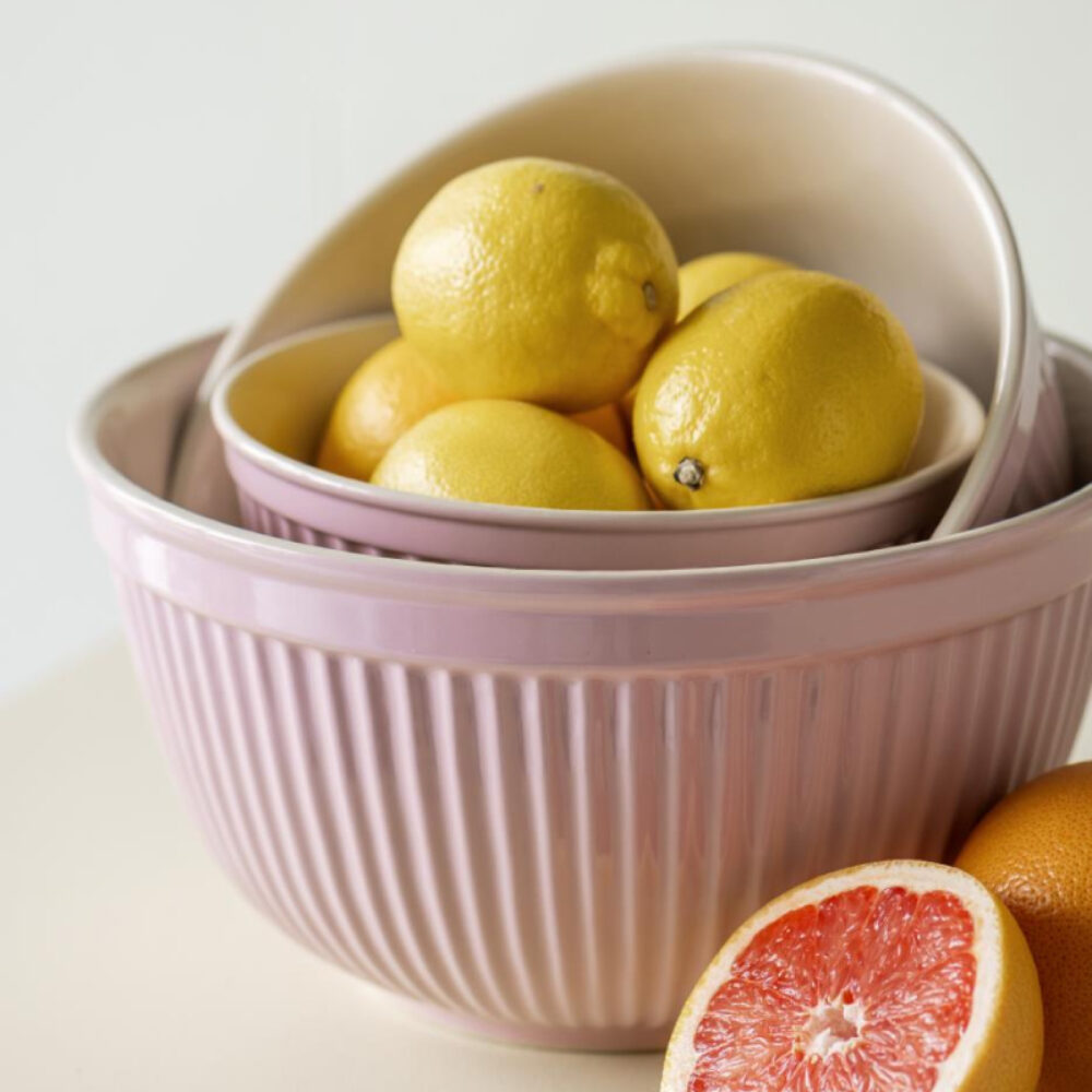 Set contenitori in ceramica rosa di 3 dimensioni